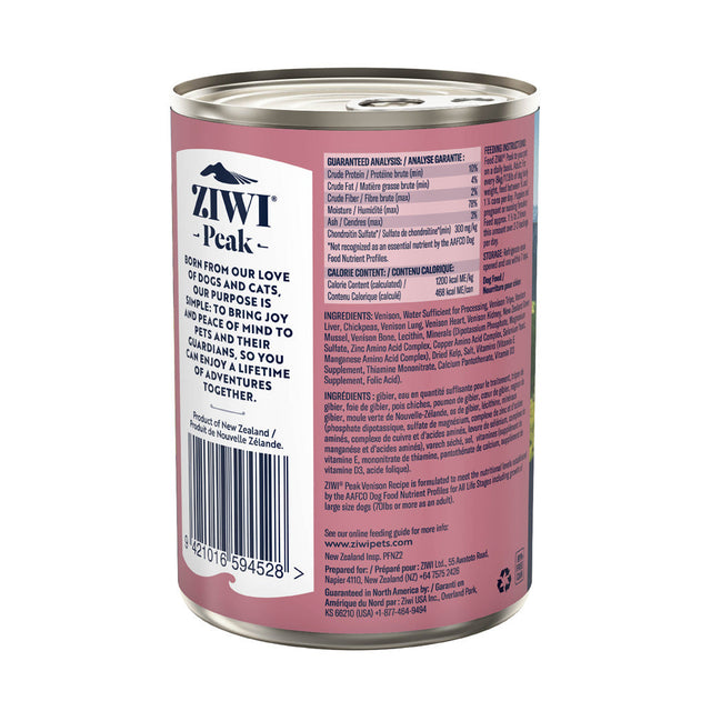 ZIWI Peak Wet Venison Cans For Dogs