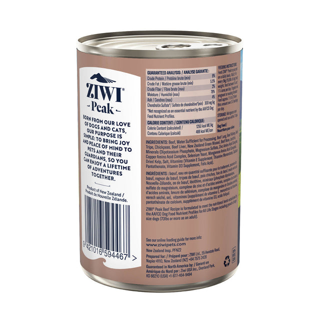 ZIWI Peak Wet Beef Cans For Dogs