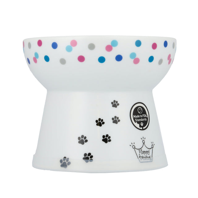 Necoichi Raised Cat Food Bowl (Colourful Dots)