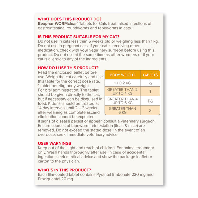 Beaphar WORMclear® Worming Tablets for Cats