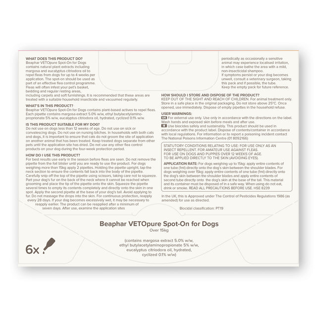 Beaphar VETOpure Plant-Based Protection Flea Spot-On for Dogs