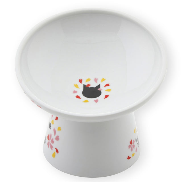 Necoichi Tilted Stress Free Raised Cat Food Bowl (New Sakura)