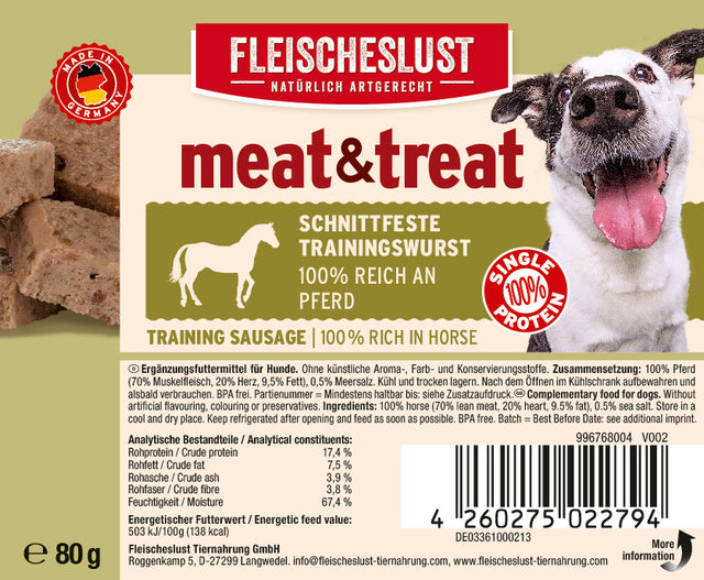 Fleischeslust meat & treat Dog Training Sausage, Horse