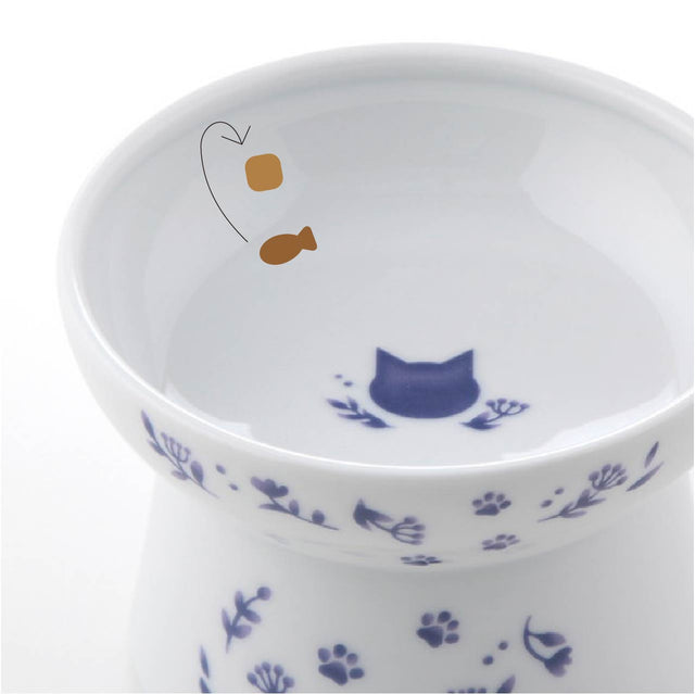 Necoichi Raised Cat Food Bowl (Nordic Blue)