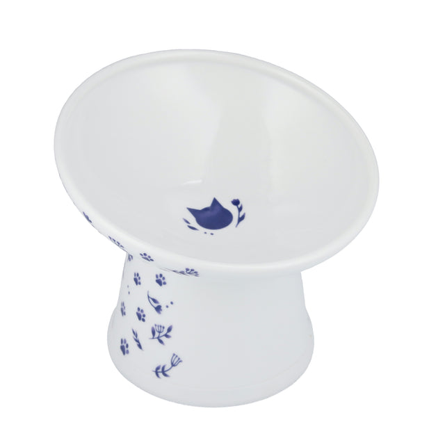 Necoichi Tilted Stress Free Raised Cat Food Bowl (Nordic Blue)