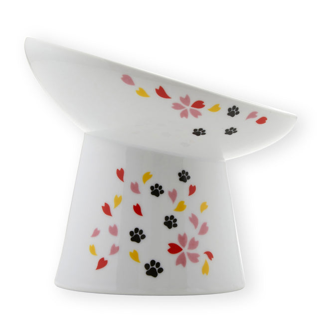 Necoichi Tilted Stress Free Raised Cat Food Bowl (New Sakura)