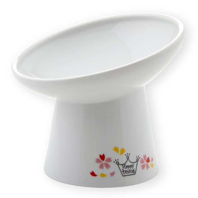 Necoichi Tilted Stress Free Raised Cat Food Bowl (New Sakura)