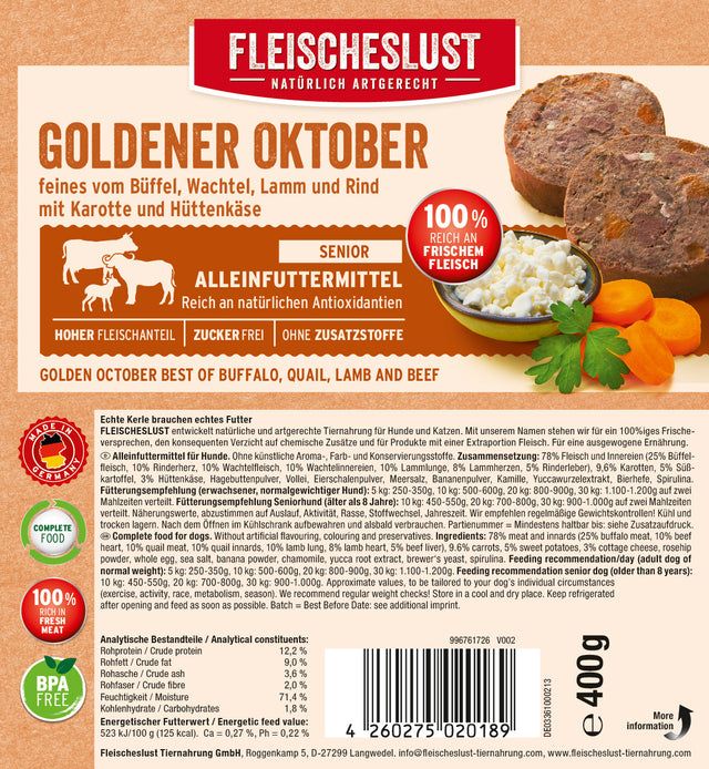 Fleischeslust Senior Dog Wet Food Golden October