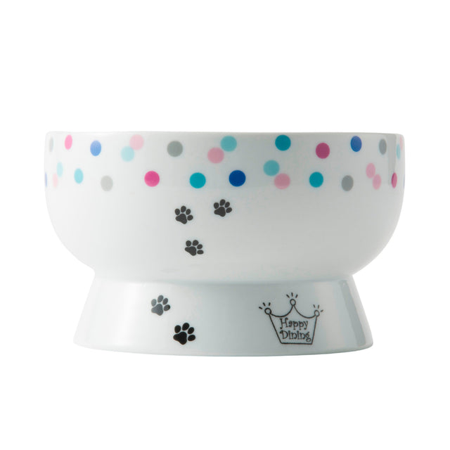 Necoichi Raised Cat Water Bowl (Colourful Dots)