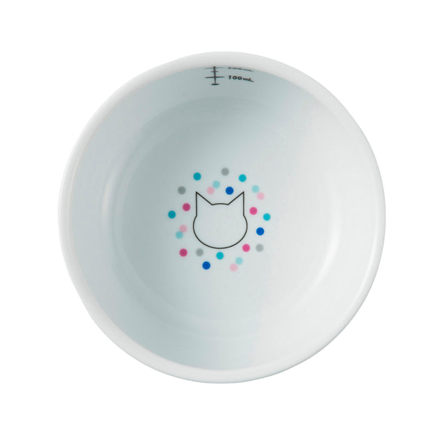Necoichi Raised Cat Water Bowl (Colourful Dots)