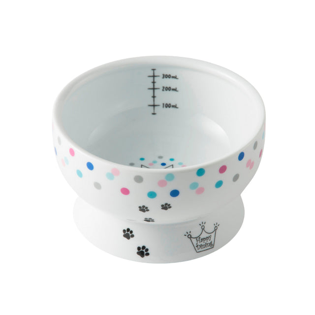 Necoichi Raised Cat Water Bowl (Colourful Dots)
