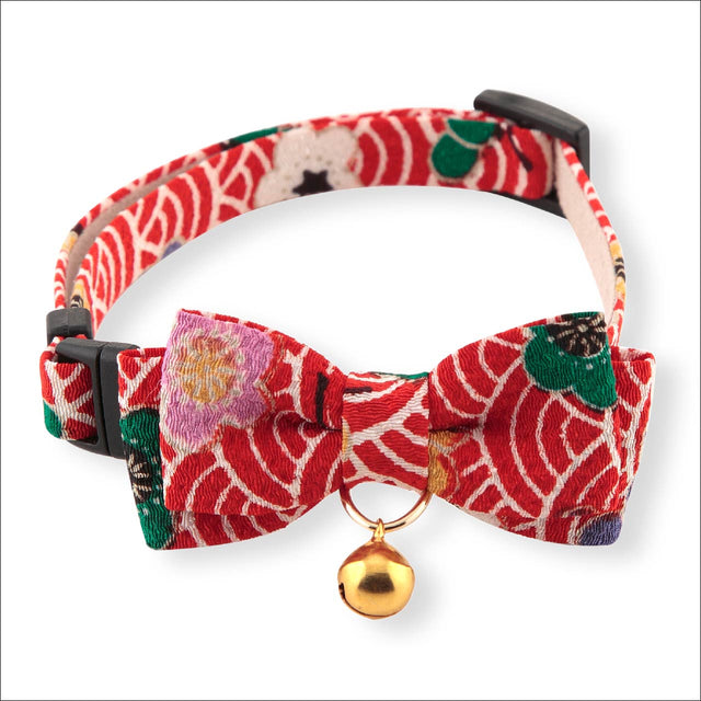 Necoichi Matsuri Bow Tie Cat Collar Red