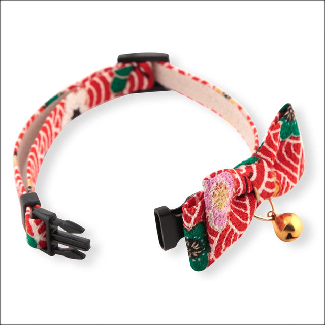 Necoichi Matsuri Bow Tie Cat Collar Red