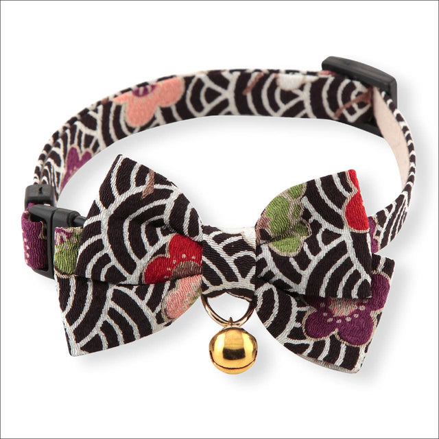 Necoichi Matsuri Bow Tie Cat Collar Black