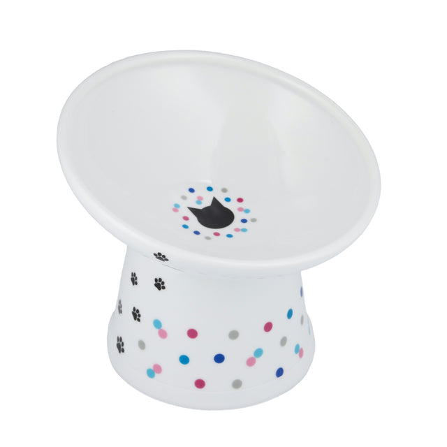 Necoichi Tilted Stress Free Raised Cat Food Bowl (Colour Dots)