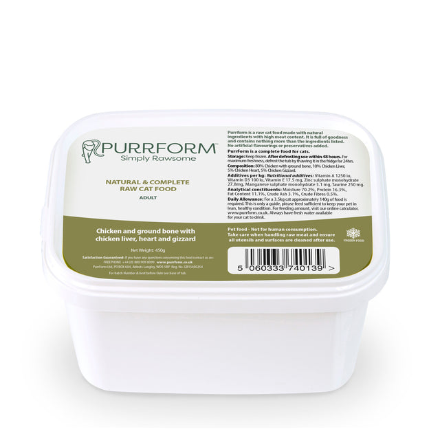 Purrform Chicken & Ground Bone 450g Tub