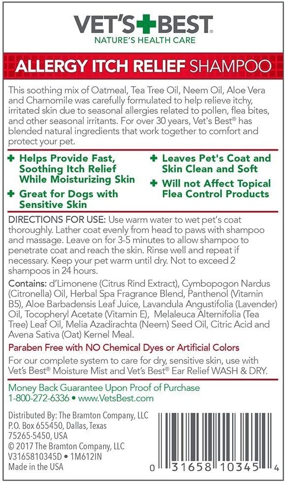 Vet's Best Allergy Itch Relief Dog Shampoo 500ml