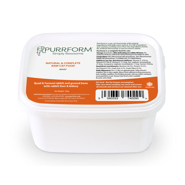 Purrform Quail & Farmed Rabbit 450g Tub