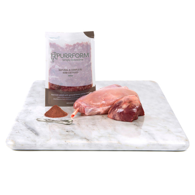 Purrform Farmed Rabbit, Ground Bone with Ox Heart 70g Pouch