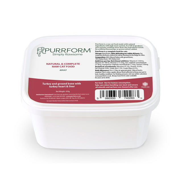 Purrform Turkey & Ground Bone 450g Tub