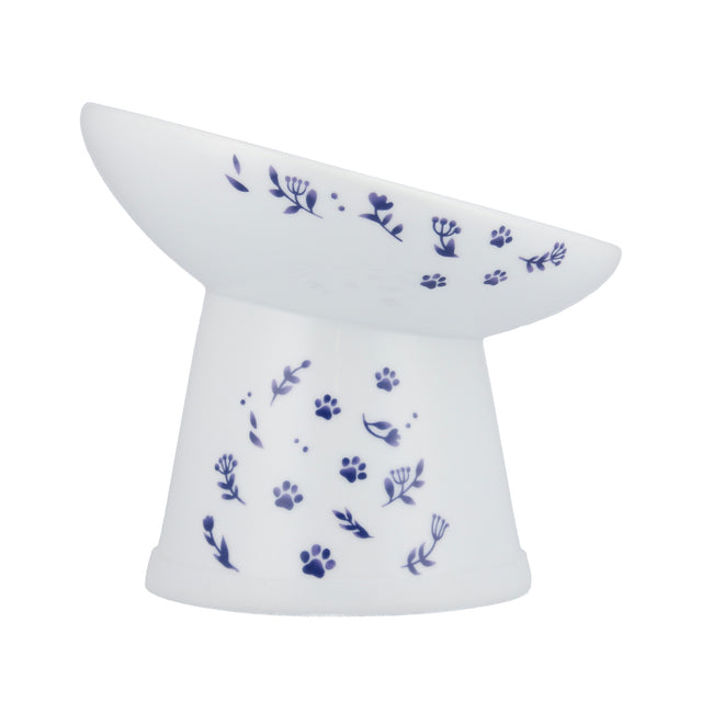 Necoichi Tilted Stress Free Raised Cat Food Bowl (Nordic Blue)