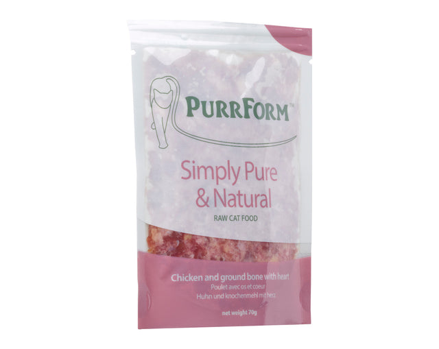 Purrform Chicken & Ground Bone with Heart 70g Pouch