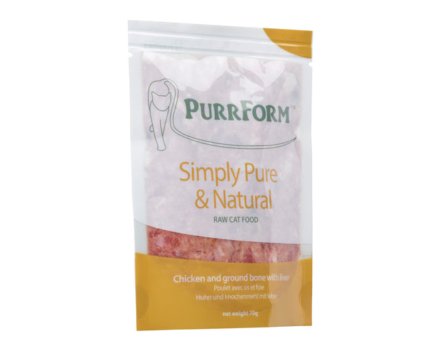 Purrform Chicken & Ground Bone with Liver 70g Pouch