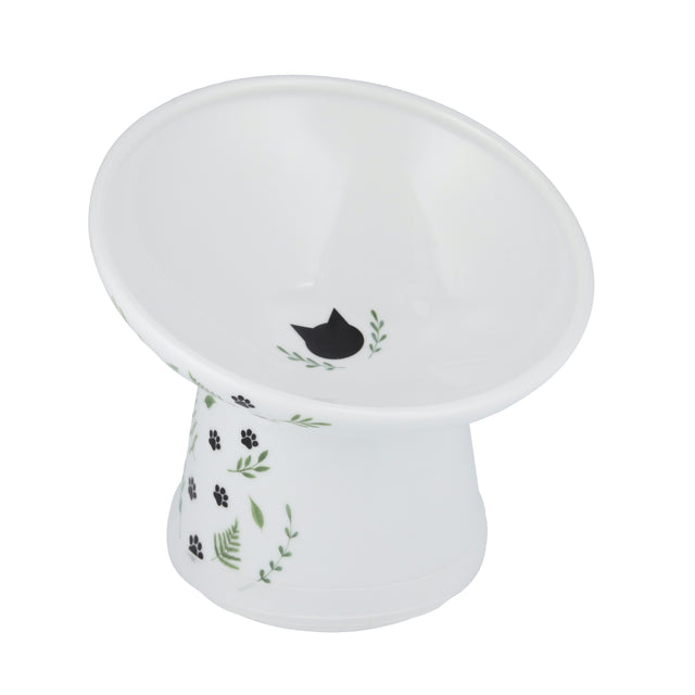 Necoichi Tilted Stress Free Raised Cat Food Bowl (Go Green)