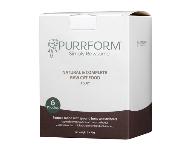 Purrform Farmed Rabbit, Ground Bone with Ox Heart 70g Pouch