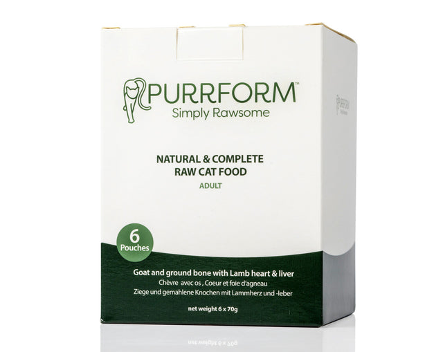 Purrform Minced Goat & Ground Bone with Lamb Heart & Liver 70g Pouch