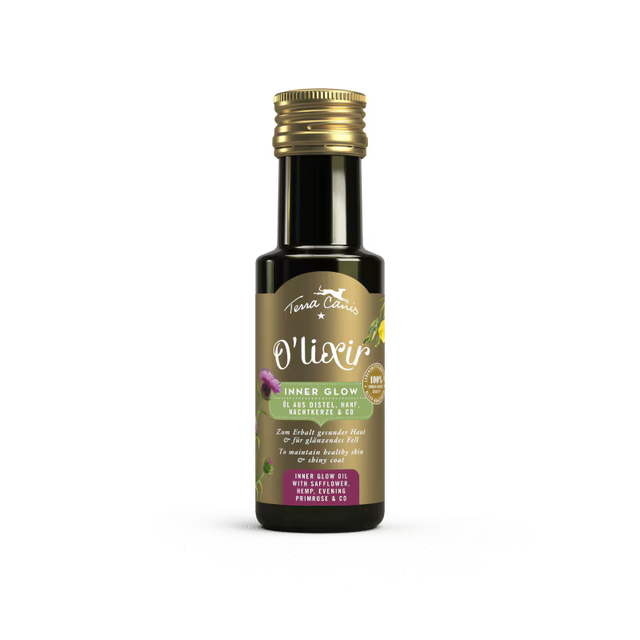 Terra Canis O'lixir Inner Glow - with safflower, hemp, evening primrose oil & co for dogs