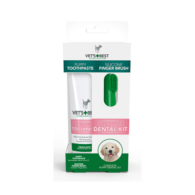 Vet's Best Dental Care Kit for Puppies - Finger Brush & Toothpaste