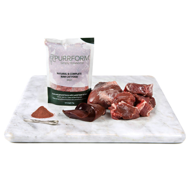 Purrform Minced Goat & Ground Bone with Lamb Heart & Liver 70g Pouch