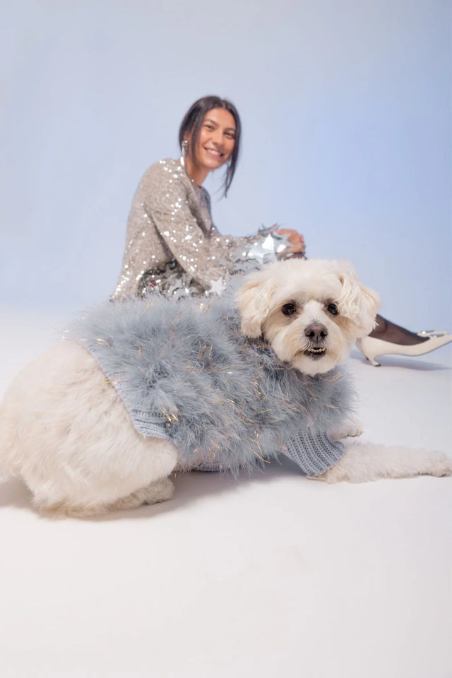 Christian Cowan X Max Bone Dog Jumper - Holiday Periwinkle