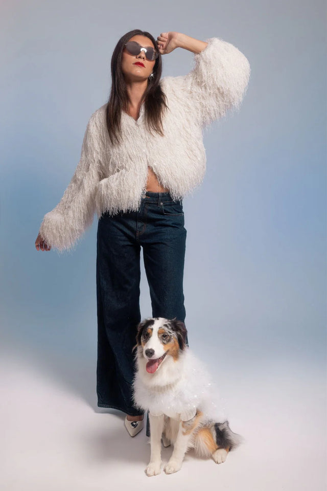 Christian Cowan X Max Bone Dog Jumper - Holiday Snow White