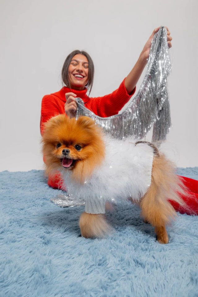 Christian Cowan X Max Bone Dog Jumper - Holiday Snow White