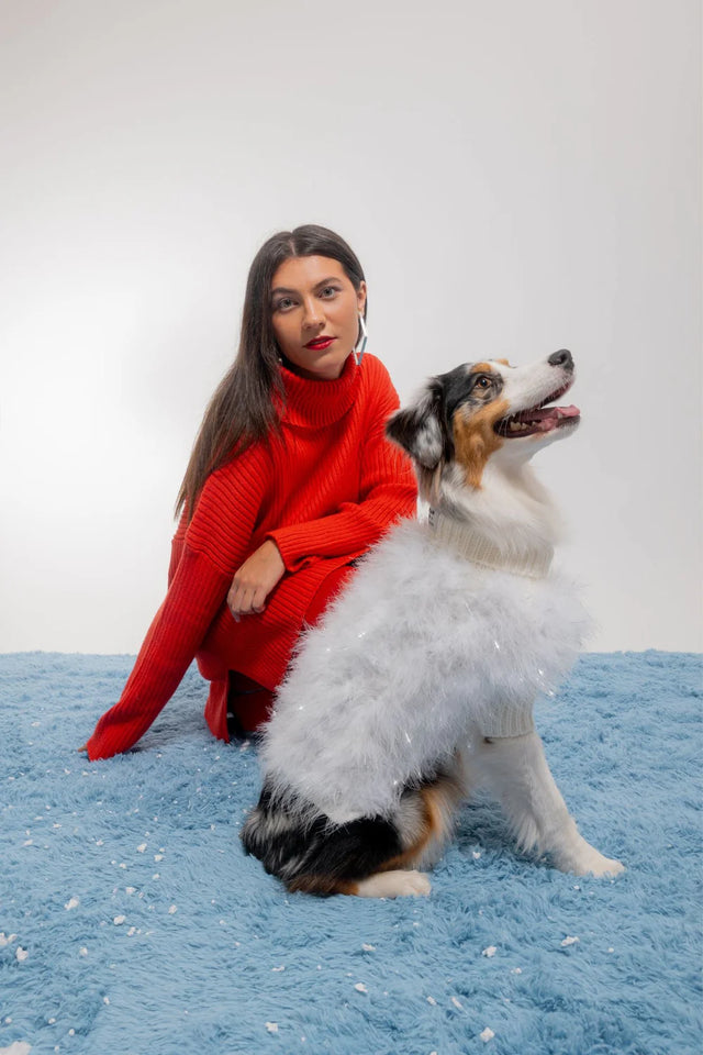 Christian Cowan X Max Bone Dog Jumper - Holiday Snow White