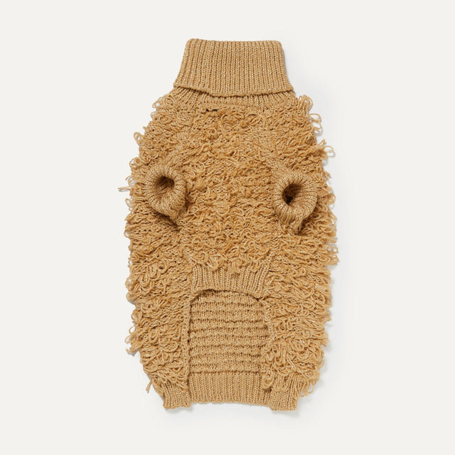 Max Bone Metallic Curly Knit Dog Jumper Gold