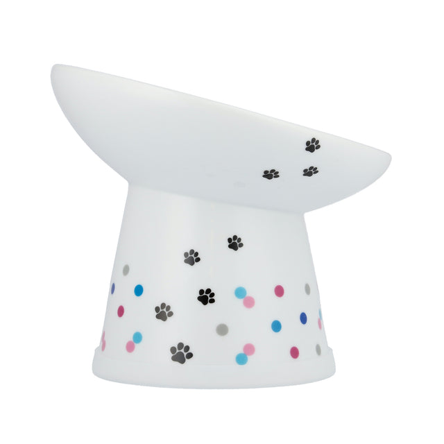 Necoichi Tilted Stress Free Raised Cat Food Bowl (Colour Dots)