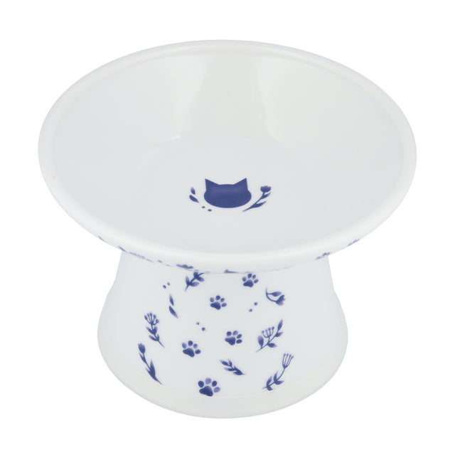 Necoichi Raised Cat Food Bowl Extra Wide (Nordic Blue)