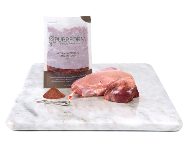 Purrform Farmed Rabbit, Ground Bone with Ox Heart 70g Pouch