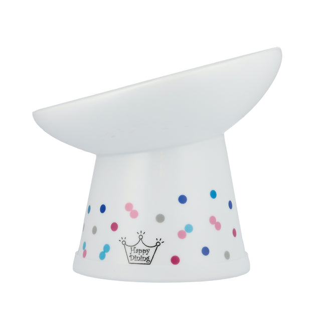 Necoichi Tilted Stress Free Raised Cat Food Bowl (Colour Dots)