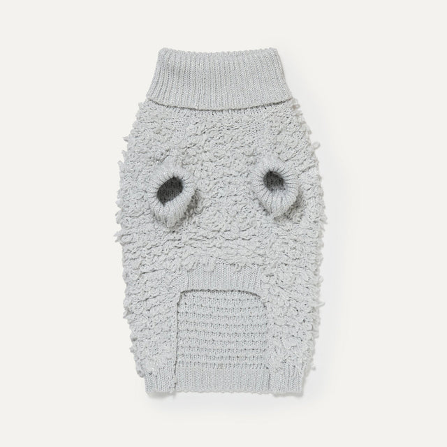 Max Bone Metallic Curly Knit Dog Jumper Silver