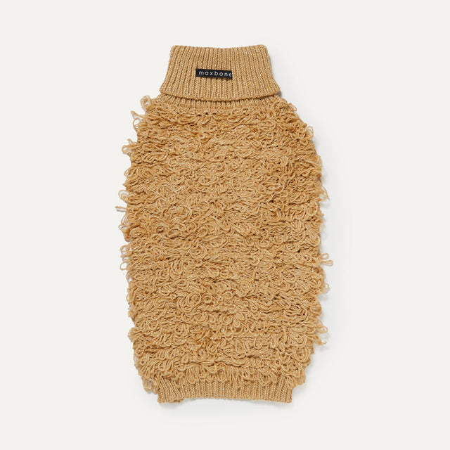 Max Bone Metallic Curly Knit Dog Jumper Gold