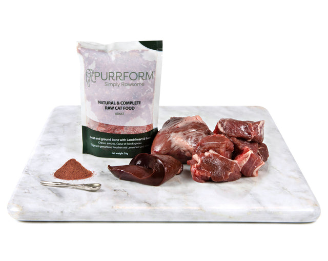 Purrform Minced Goat & Ground Bone with Lamb Heart & Liver 70g Pouch
