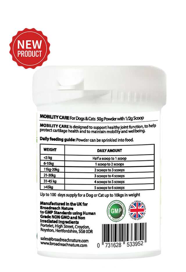 Mobility Care for Dogs, Cats, Puppies & Kittens – 50g powder with 1/2g scoop