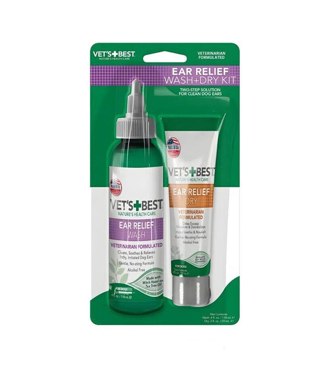 Vet's Best Ear Relief Wash & Dry Kit for Dogs