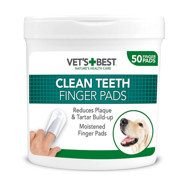 Vet's Best Clean Dental Care Finger Wipes for Dogs and Cats x 50 Wipes