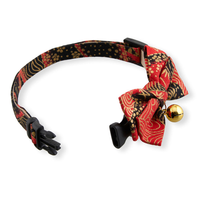 Necoichi Gilded Gold Bow Tie Cat Collar Red