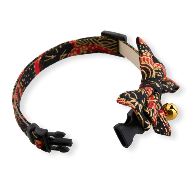 Necoichi Gilded Gold Bow Tie Cat Collar Black